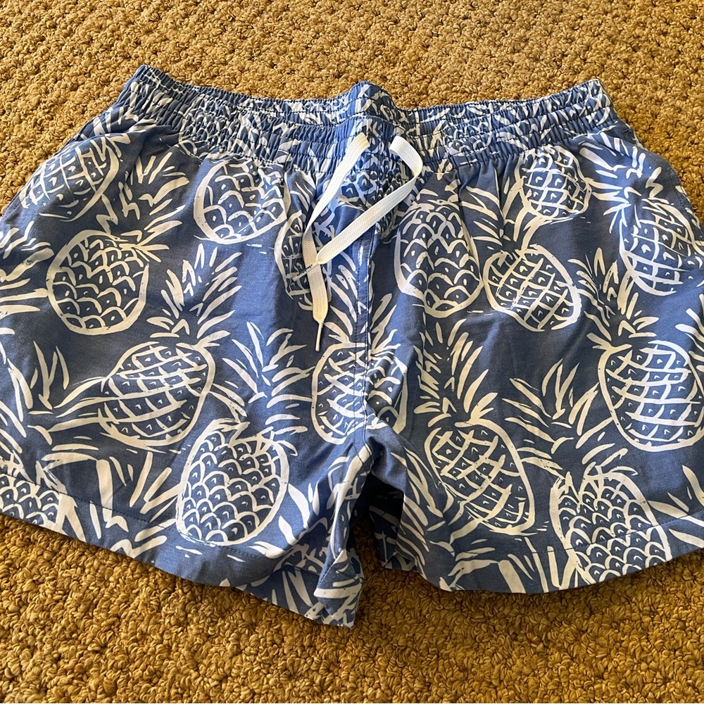 Chubbies Mens blue and white pineapple 🍍 print Swimsuit Size XL 4 inseam NWOT